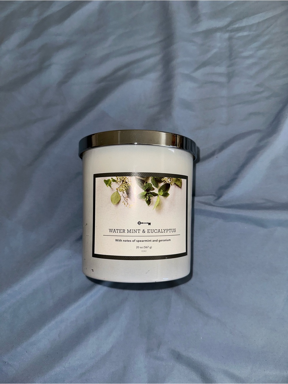 Water Mint & Eucalyptus Scented Candle - White